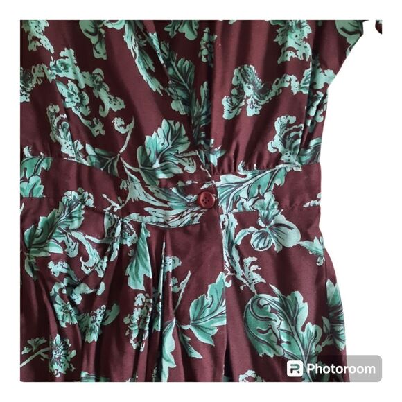 80s Ann Tjan Kenar 2 Floral Faux Wrap Vintage Secretarys Dress - Picture 5 of 5